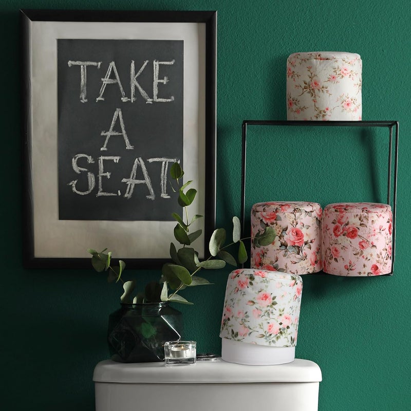 Hoolerry 6 Pcs Decorative Toilet Paper Roll Cover Fit regular Roll Within 4.3 x 5.1'' Reusable Felt Fabric Toilet Tissue Holder Tissue Paper Cover Wrap for women Bathroom Decor Hotel Gift(Rose) - Image 4